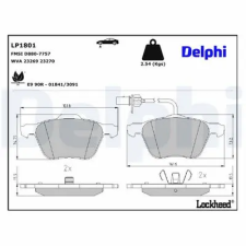 DELPHI fékbetétkészlet, tárcsafék LP1801 fékbetét