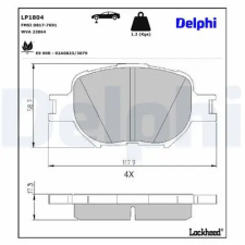 DELPHI fékbetétkészlet, tárcsafék LP1804 fékbetét