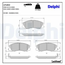 DELPHI fékbetétkészlet, tárcsafék LP1853 fékbetét
