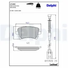DELPHI fékbetétkészlet, tárcsafék LP1860 fékbetét