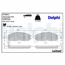 DELPHI fékbetétkészlet, tárcsafék LP2011 fékbetét