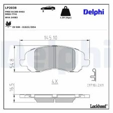 DELPHI fékbetétkészlet, tárcsafék LP2038 fékbetét