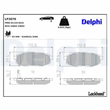 DELPHI fékbetétkészlet, tárcsafék LP2076 fékbetét