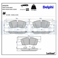 DELPHI fékbetétkészlet, tárcsafék LP2275 fékbetét
