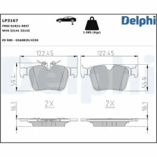 DELPHI fékbetétkészlet, tárcsafék LP3167 fékbetét
