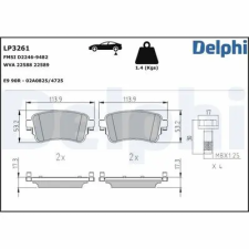 DELPHI fékbetétkészlet, tárcsafék LP3261 autóalkatrész