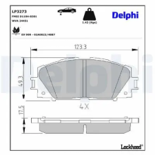 DELPHI fékbetétkészlet, tárcsafék LP3273 fékbetét