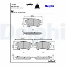 DELPHI fékbetétkészlet, tárcsafék LP3361 fékbetét