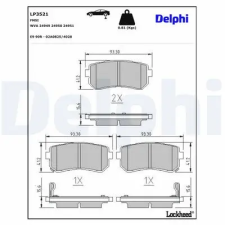DELPHI fékbetétkészlet, tárcsafék LP3521 autóalkatrész