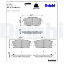 DELPHI fékbetétkészlet, tárcsafék LP3552 fékbetét