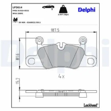 DELPHI fékbetétkészlet, tárcsafék LP3614 autóalkatrész