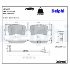 DELPHI fékbetétkészlet, tárcsafék LP3625 autóalkatrész