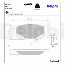 DELPHI fékbetétkészlet, tárcsafék LP3638 fékbetét