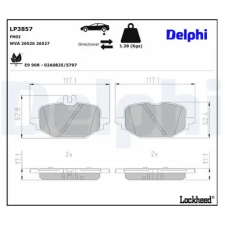 DELPHI fékbetétkészlet, tárcsafék LP3857 fékbetét