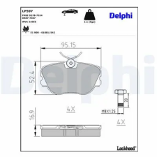 DELPHI fékbetétkészlet, tárcsafék LP597 autóalkatrész