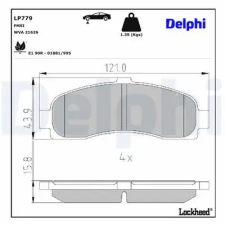 DELPHI fékbetétkészlet, tárcsafék LP779 fékbetét