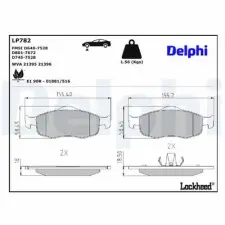 DELPHI fékbetétkészlet, tárcsafék LP782 fékbetét