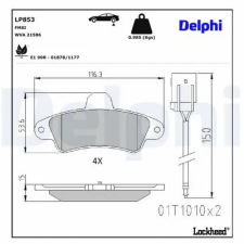 DELPHI fékbetétkészlet, tárcsafék LP853 autóalkatrész