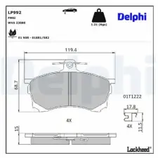 DELPHI fékbetétkészlet, tárcsafék LP992 fékbetét
