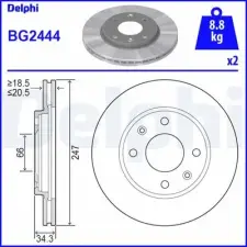 DELPHI féktárcsa BG2444 autóalkatrész