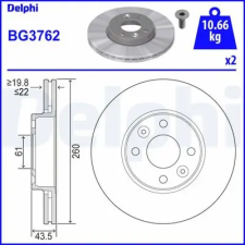 DELPHI féktárcsa BG3762 autóalkatrész