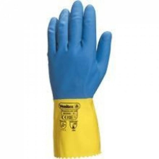 Delta Kesztyű Duocolor kétszer mártott latex pamut bolyhozással blue/yellow 7,5 védőkesztyű