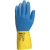 Delta Kesztyű Duocolor kétszer mártott latex pamut bolyhozással blue/yellow 9,5