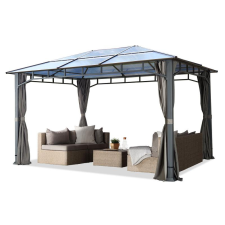 Deluxe luxus ALU kerti pavilon, pergola 3x4m oldalfüggönnyel kerti bútor