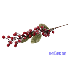  Deres piros bogyós leveles ág 66cm dekorációs kellék