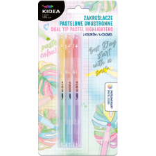DERFORM Szövegkiemelő készlet, 3 db-os, 3/6, kétoldalú, pasztell, Kidea filctoll, marker