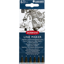 Derwent Line Maker Black 0,05 - 0,8 mm, 6 hegyméret, fekete filctoll, marker