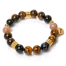  Desert Storm – Ónix achát, napkő és tigrisszem ásvány karkötő dobozban karkötő