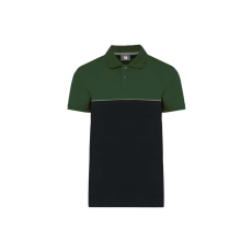 Designed To Work WK210 kétszinű, környezetbarát rövid ujjú galléros póló Designed To Work, Black/Forest Green-S
