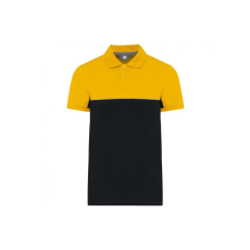 Designed To Work WK210 kétszinű, környezetbarát rövid ujjú galléros póló Designed To Work, Black/Yellow-M