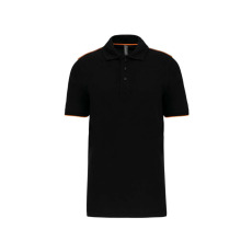 Designed To Work WK270 rövid ujjú férfi galléros póló, kontrasztos diszítésekkel Designed To Work, Black/Orange-M