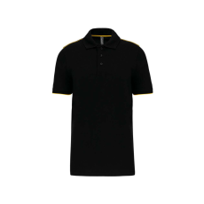 Designed To Work WK270 rövid ujjú férfi galléros póló, kontrasztos diszítésekkel Designed To Work, Black/Yellow-M