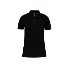 Designed To Work WK271 rövid ujjú Női galléros póló, kontrasztos diszítésekkel Designed To Work, Black/Kelly Green-L