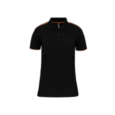 Designed To Work WK271 rövid ujjú Női galléros póló, kontrasztos diszítésekkel Designed To Work, Black/Orange-XL