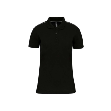 Designed To Work WK271 rövid ujjú Női galléros póló, kontrasztos diszítésekkel Designed To Work, Black/Silver-2XL