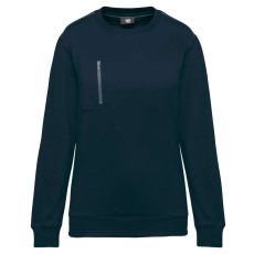 Designed To Work WK403 mellzsebes környakas unisex pulóver, kontrasztos díszítéssel Designed To Work, Navy/Silver-3XL