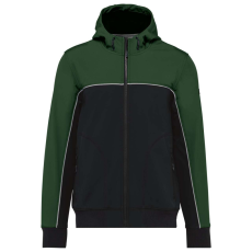 Designed To Work WK450 kétszínű három rétegű, kapucnis softshell dzseki Designed To Work, Black/Forest Green-2XL