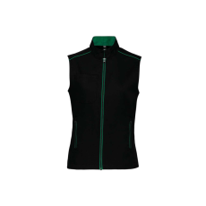 Designed To Work WK6149 Női mellény három zsebbel és kontrasztos díszítésekkel Designed To Work, Black/Kelly Green-3XL