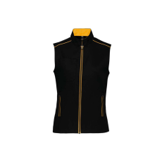 Designed To Work WK6149 Női mellény három zsebbel és kontrasztos díszítésekkel Designed To Work, Black/Yellow-M