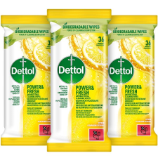 Dettol Antibakteriális felülettisztító törlőkendő Citrom, 3× 36 db tisztító- és takarítószer, higiénia