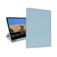 Devia Apple iPad 10.2 (2019/2020/2021) tablet tok (Smart Case) on/off funkcióval, Apple Pencil tartóval, mágneses töltővel - Devia Leather Case With Pencil Slot -kék tablet tok