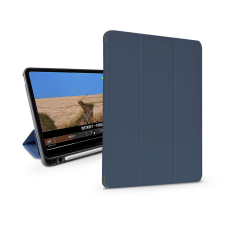 Devia Apple iPad 10.2 (2019/2020/2021) tablet tok (Smart Case) on/off funkcióval, Apple Pencil tartóval, mágneses töltővel - Devia Leather Case With Pencil Slot - sötétkék (ST334078) tablet tok