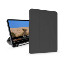 Devia Apple iPad Pro 12.9 (2020/2021/2022) tablet tok (Smart Case) on/off funkcióval, Apple Pencil tartóval, mágneses töltővel - Devia Leather Case With Pencil Slot -fekete tablet tok