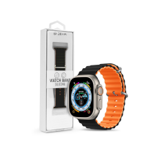 Devia Apple Watch szilikon sport szíj - Deluxe Series Sport6 Silicone Two-tone Watch Band - 38/40/41 mm - fekete/narancs okosóra kellék