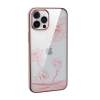 Devia Crystal Flora iPhone 12 Pro Max (6,7") rose gold virág mintás köves hátlap tok