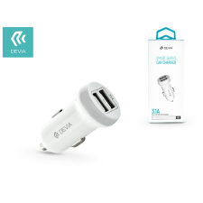 Devia Devia Smart Dual USB szivargyújtós töltő adapter - Devia Smart Series Car Charger - 5V/3,1A - white (ST330810) mobiltelefon kellék